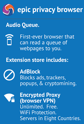 Epic Privacy Browser with AdBlock, Vault, Free VPN Screenshot1