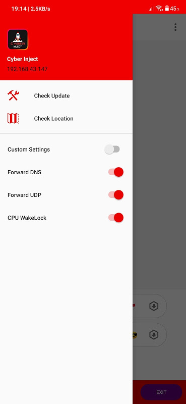 Cyber Inject Lite - Free SSH/SSL/HTTP Tunnel VPN Screenshot1