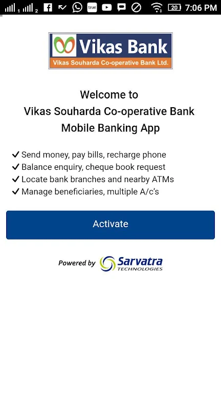 Vikas Bank Mobile Banking Screenshot1