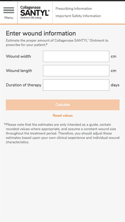 SANTYL* Ointment calculator Screenshot1