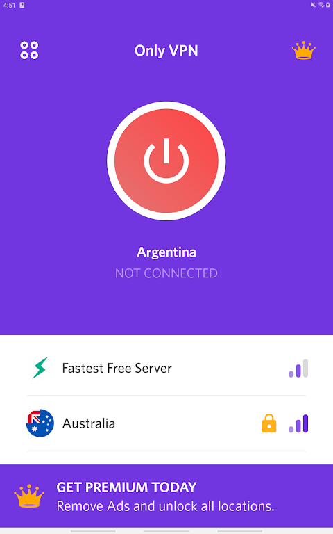 Only VPN - Free VPN Super unlimited proxy Hotspot Screenshot2