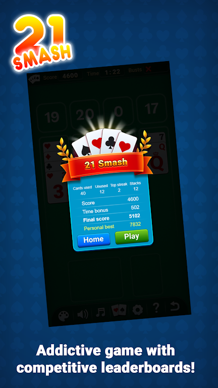 21 Smash - Best mix of Solitaire and BlackJack Screenshot3