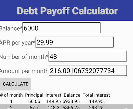 Debt payoff calculator Screenshot3