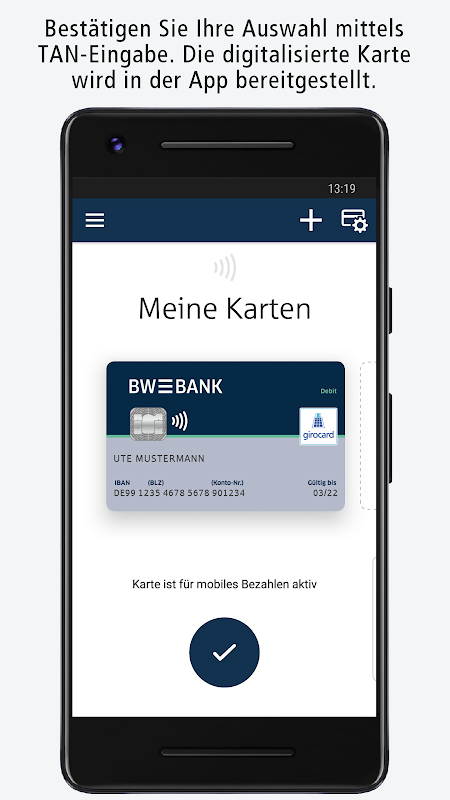 BW-BankCard pay - Mobiles Bezahlen mit der BW-Bank Screenshot1