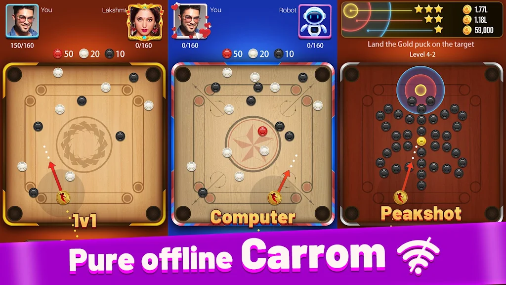 Carrom Lite-Board Offline Game Screenshot3