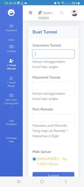 Tunnelku VPN Remote Mikrotik Screenshot3