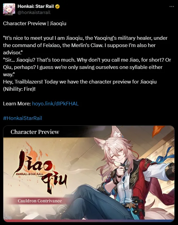 Honkai: Star Rail Introduces Jiaoqiu - Here’s What You Need to Know Image 2