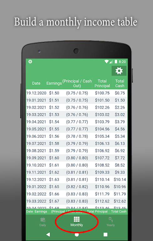 Compound Interest Calculator Table Screenshot2