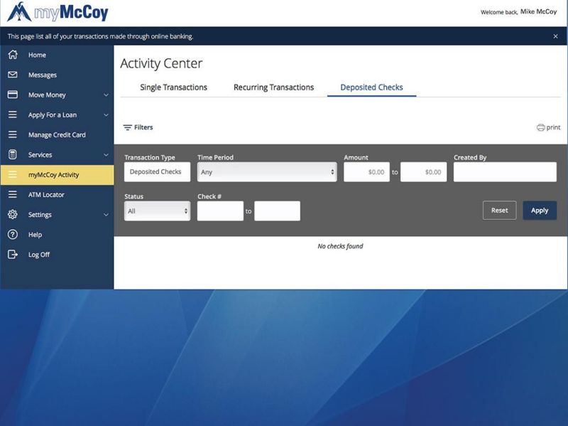 myMcCoy Mobile Banking Screenshot1