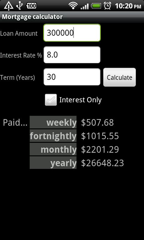 Simple Mortgage Calculator Screenshot1