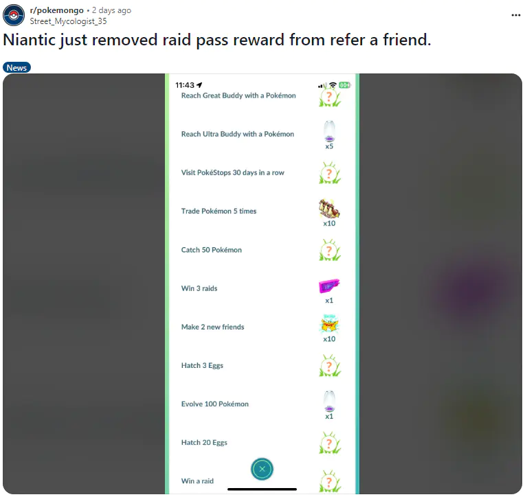 Pokémon GO Discontinues Refer-A-Friend Reward Image 3