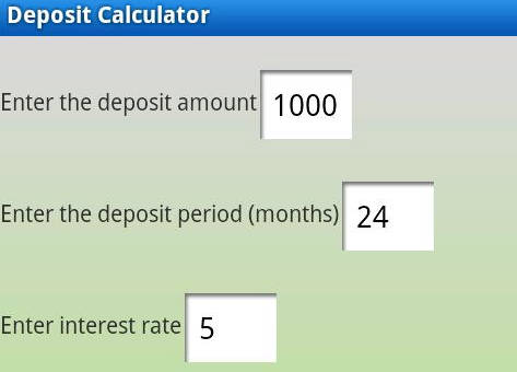 Bank Deposit Calculator Screenshot1