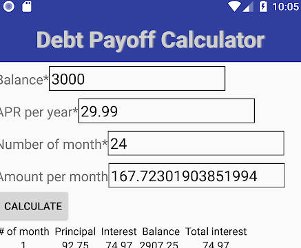 Debt payoff calculator Screenshot1