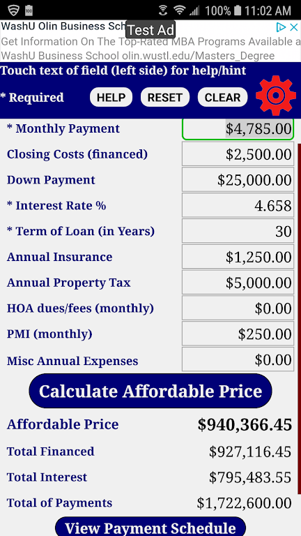 Mortgage Payment Calculator Screenshot4