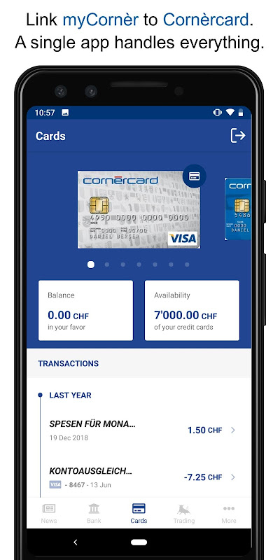 myCornèr - Cornèr Bank mobile Screenshot1