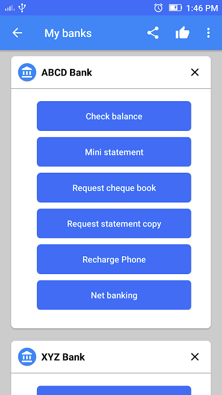 Bank balance check. Screenshot1