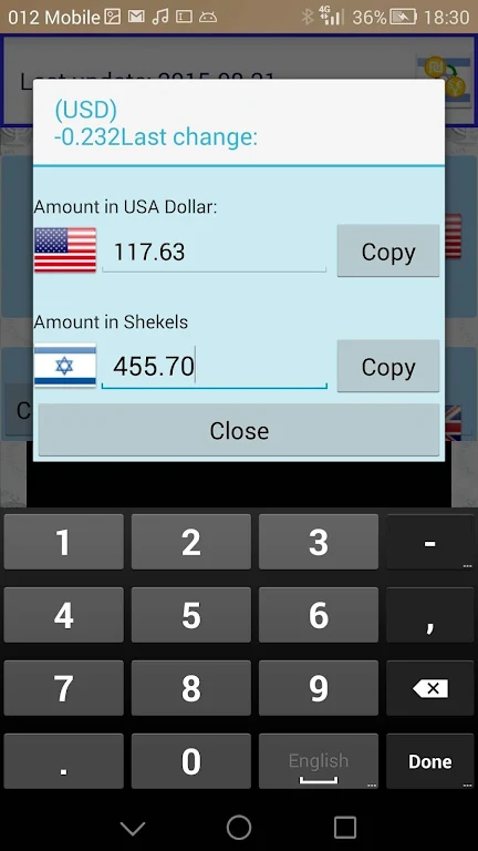 Bank of Israel Exchange rates Screenshot2