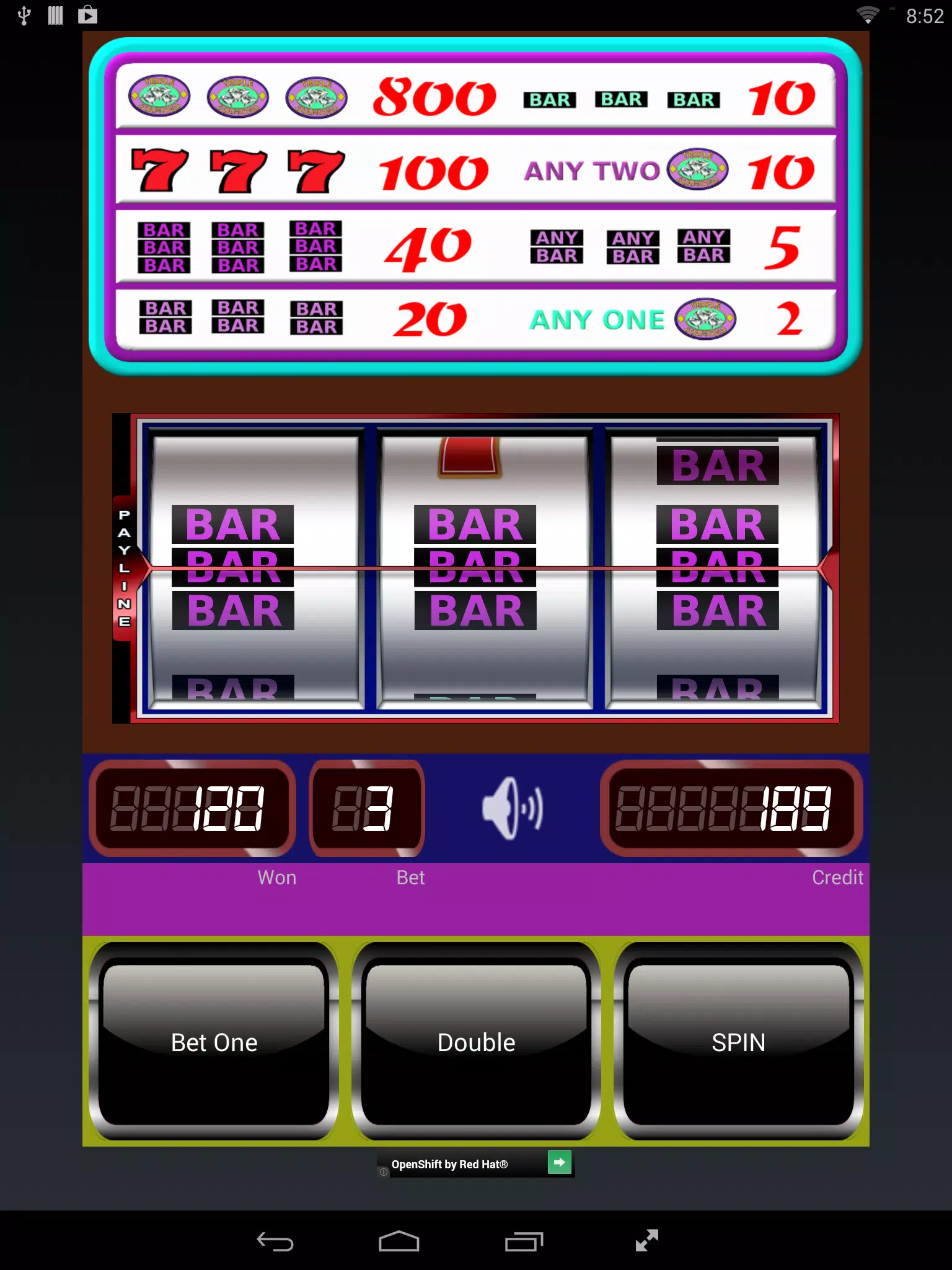 Triple Diamond Slot Machine Screenshot1