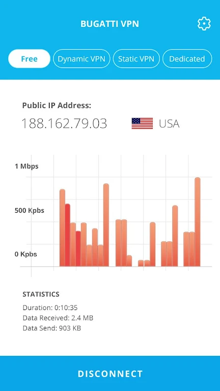 BugattiVPN Free Unlimited VPN Screenshot1