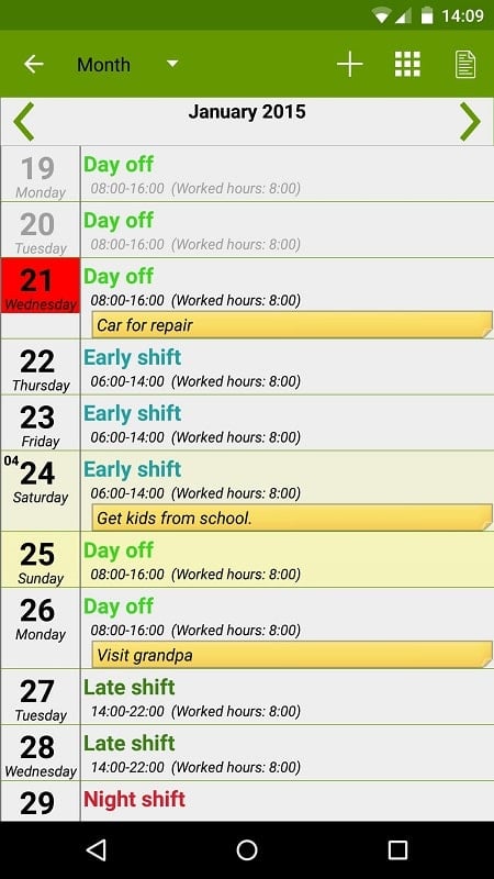 Shift Work Calendar - FlexR Screenshot3