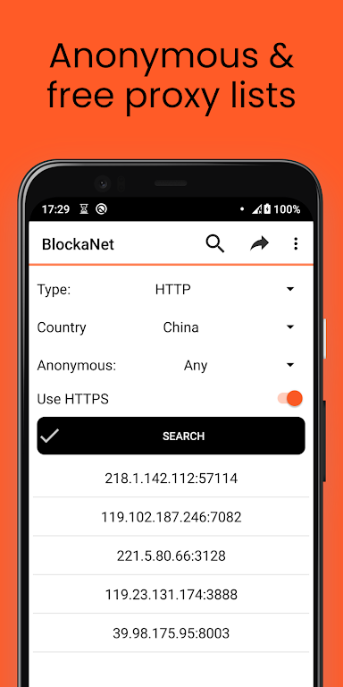 BlockaNet: Proxy List Screenshot3