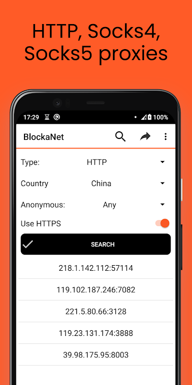 BlockaNet: Proxy List Screenshot1