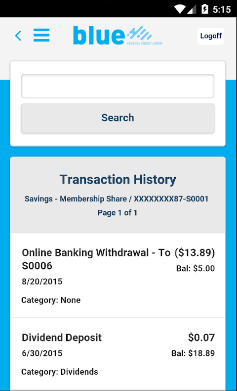 Blue FCU Mobile Banking App Screenshot2