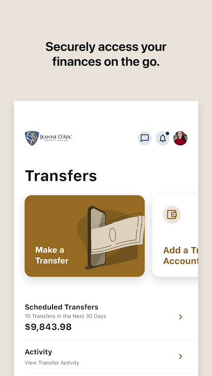 Jeanne D'Arc CU Mobile Banking Screenshot2