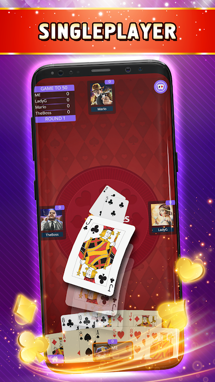 Hearts Offline - Single Player Card Game Screenshot1