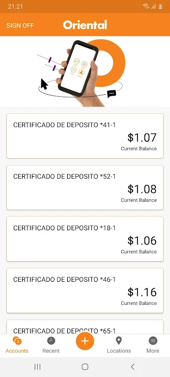 Banca Móvil de Oriental Bank Screenshot1