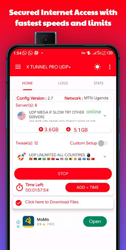 X TUNNEL PRO UDP+ VPN Screenshot1