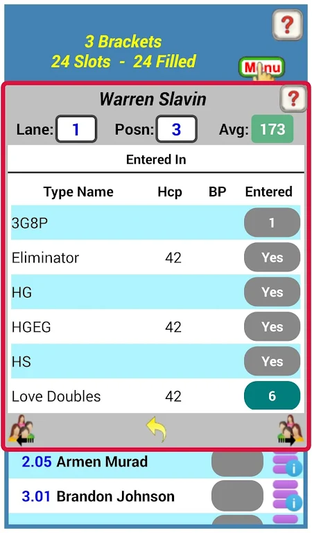 Bowling Brackets / Sidepots Screenshot3