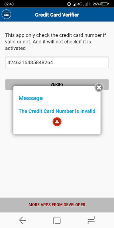 Credit Card Verifier Screenshot1