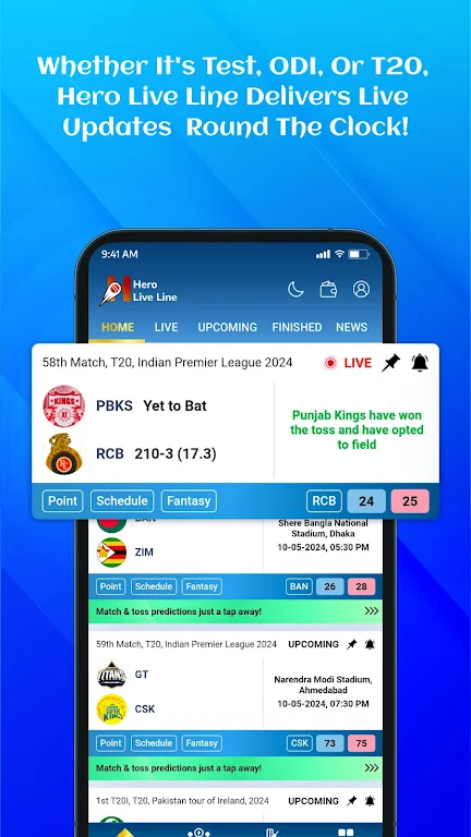 Hero Live Line - Cricket Score Screenshot1