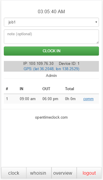 OpenTimeClock Screenshot2