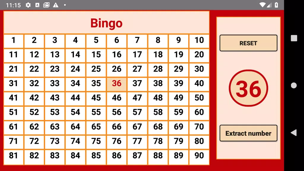 Bingo - numbers extractor - 90 numbers Screenshot1