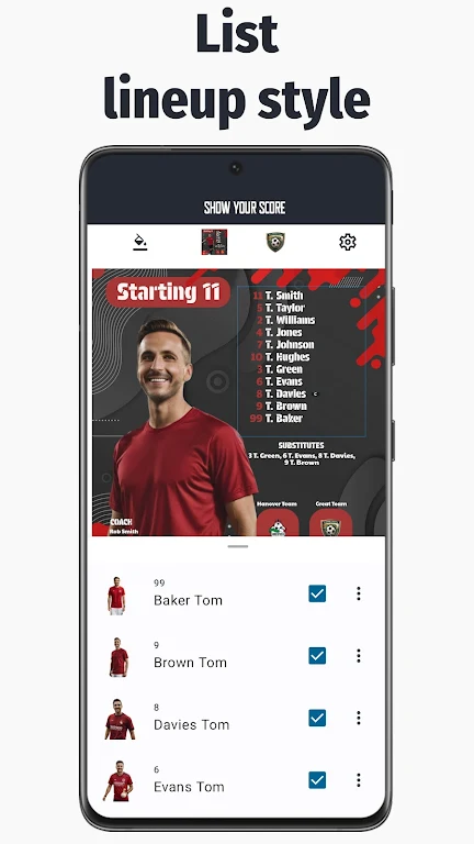 Lineup Builder Show Your Score Screenshot2