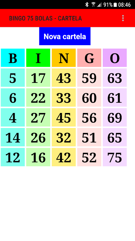 Cartela para Bingo 75 bolas Screenshot2