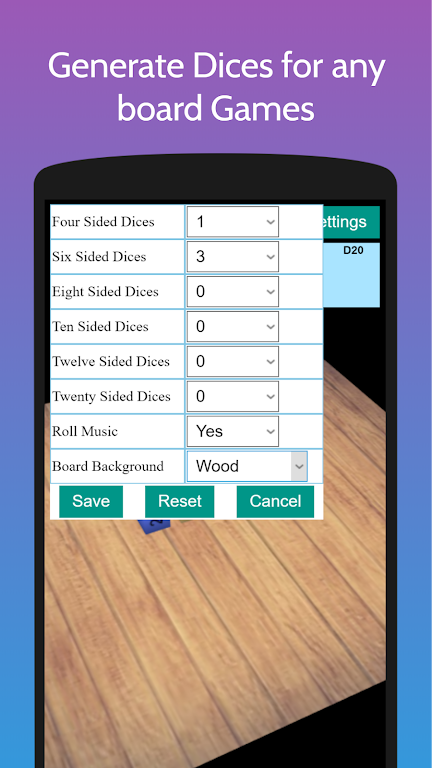 3D Dice Simulator 6,8,10,12,20 Screenshot2