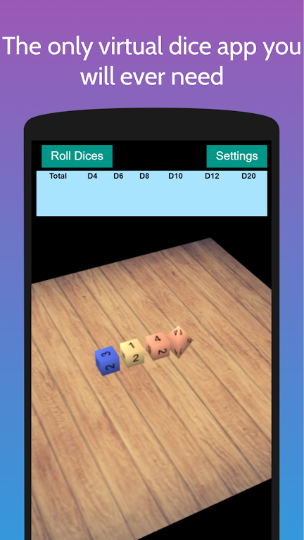 3D Dice Simulator 6,8,10,12,20 Screenshot1