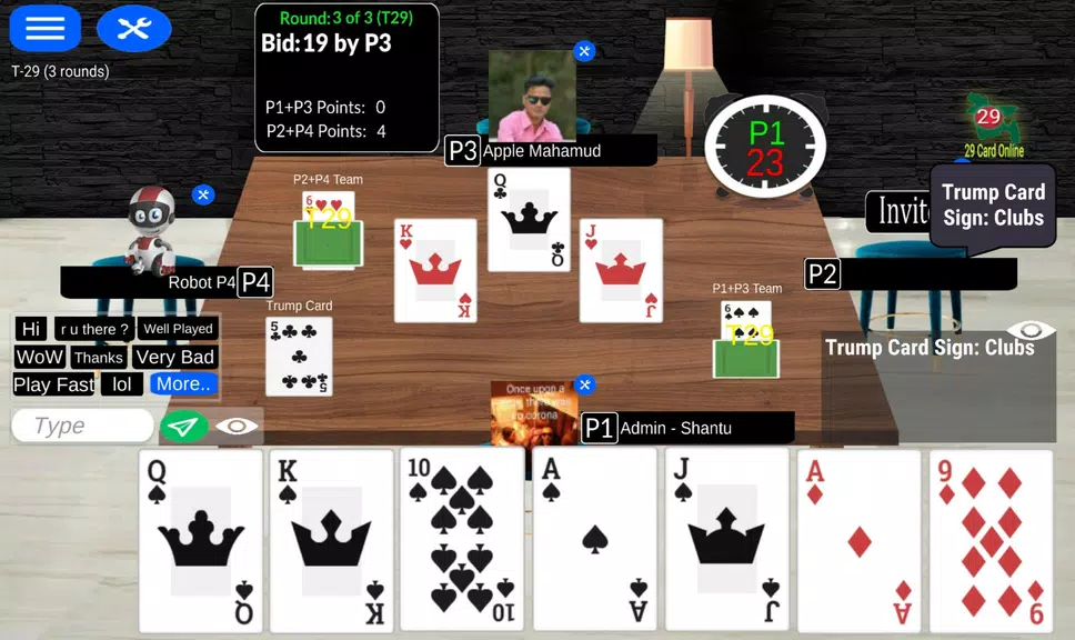 29 Card Online Call Bridge Multiplayer 28 Card Screenshot2