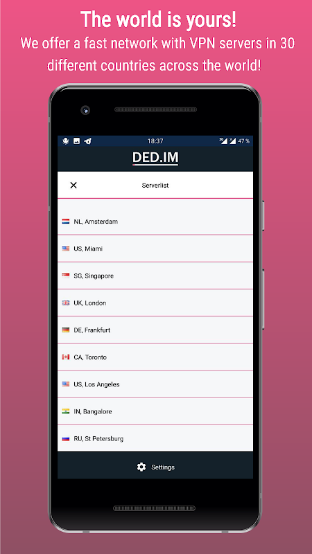 DED.IM VPN - High speed and secure VPN Screenshot2