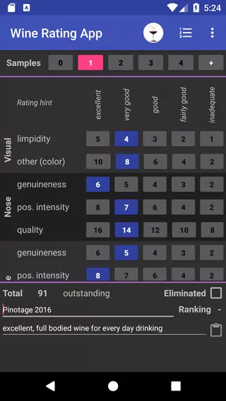 Wine Rating App 100, rate wine Screenshot2
