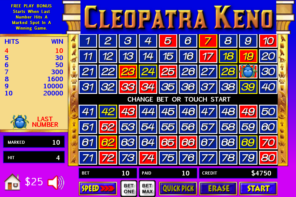 Cleopatra Keno - Big Bets Screenshot1