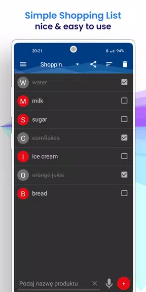 Simple shopping list Screenshot1