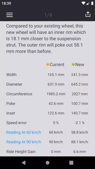 Tire Size Calculator: Car tool Screenshot3