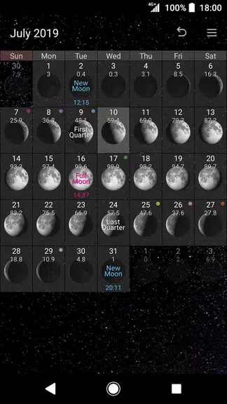 Simple Moon Phase Calendar Screenshot1