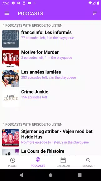 Podcasts Player and tracker Screenshot1