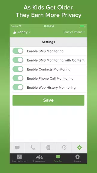 Text Monitoring Parental Contr Screenshot2