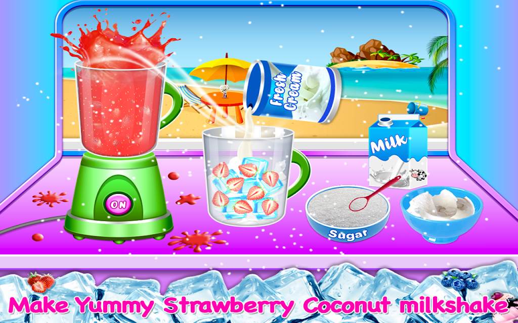 Coconut Milkshake Maker - Beach Party Cooking Game Screenshot3